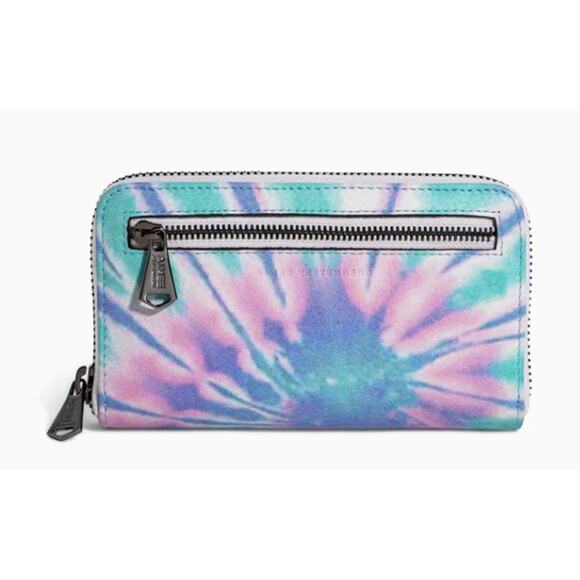 Aimee Kestenberg Leather Zip It Up Continental Wallet Tie Dye Colorful Pocket - Picture 2 of 16